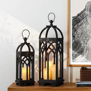 Lanterne en métal pour Halloween avec motif toile d'araignée, couleur noire, pour décoration intérieure, à suspendre ou à poser au sol - Product Image 6