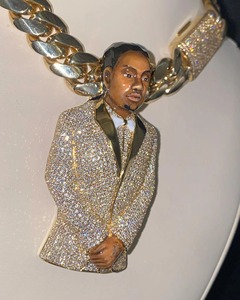 Colgante de rapero 3D personalizado con moissanita y esmalte, completamente engastado en plata 925, estilo hip hop, para fiestas, para hombre - Product Image 3