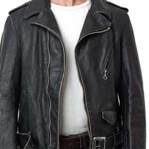 Veste en cuir véritable pour homme sur mesure, style vintage usé, veste de motard, ceinturée, en cuir de vachette, coupe ajustée, style punk rock, manteau d'extérieur - Product Image 5