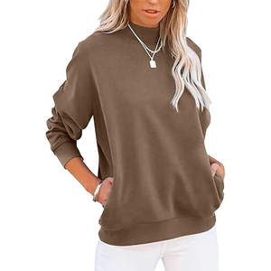 Sweat-shirt à col montant personnalisé pour femme en coton éponge avec logo imprimé – Tenue décontractée, sport et streetwear – Fournisseur en gros - Product Image 2