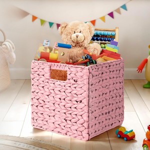 Cesta de Almacenamiento de Jacinto de Agua, Plegable, Tejida a Mano, Organizadores Multiusos para Sala de Estar, Habitación Infantil y Guardería - Product Image 6