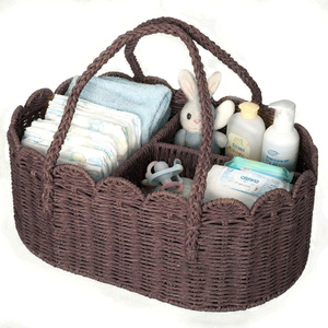 Custom Handmade Paper Rope Diaper Caddy <b>Basket</b> for Baby Nursery Organization and Kids Storage with OEM ODM Service Wholesale - Product Image 1