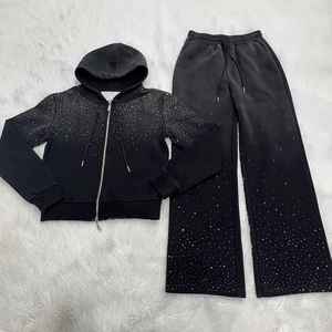 Nuevos Conjuntos Deportivos de Forro Polar para Invierno con Logotipo de Pedrería, Fabricantes de Ropa para Mujer, Conjunto de 2 Piezas, Sudadera con Capucha y Cremallera Extra Grande - Product Image 3