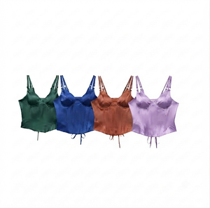 <b>Purple</b> DROGEN EXPORT Women Casual Short Satin <b>Corset</b> Sleeveless Lace CAMIS Square Collar Party Wear Summer Fashion Sexy 100% - Product Image 1
