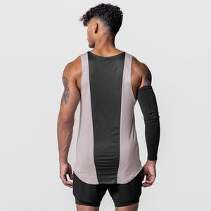 Camiseta sin mangas para hombre, informal, estilo musculoso, para baloncesto, de secado rápido, transpirable, anti-UV, ecológica, con diseño de paneles, talla grande, de algodón tejido. - Product Image 5