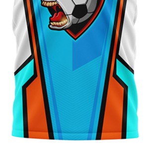 Maillot de football bleu et orange pour homme, col en V, sans manches, imprimé par sublimation, respirant, en polyester, coupe classique, vêtements de sport pour adulte - Product Image 2