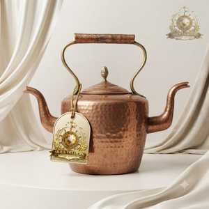 Skies Traders Handmade Pure Copper Hammered Tea <b>Kettle</b> Pot <b>With</b> <b>Wooden</b> <b>Handle</b> And Knob Vintage Kitchenware Drinkware - Product Image 5