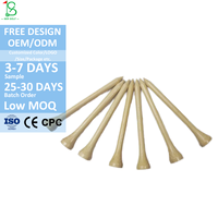 Tees de golf en bambou personnalisés 54mm/70mm/83mm, emballage écologique, options de logo et de couleur OEM/ODM