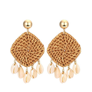Bohemian Turquoise Cotton Thread Wrapped <b>Ball</b> Drop Earrings Gold Plated Dangle Earrings for Women <b>wooden</b> drop earrings - Product Image 3