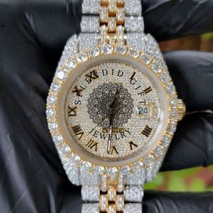 Reloj de Lujo para Hombre con Caja de Plata y Moissanita, Diamantes, Movimiento de Cuarzo ETA Analógico, Cristal de Zafiro, Cierre Oculto, 39 mm, 10 m, Fecha Automática - Product Image 6