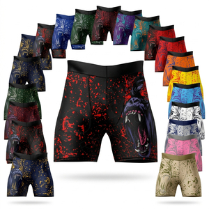 100% High Quality Elastic Waist Band Comfortable Gym Workout Fitness Compression Shorts Custom Logo Zipper Pockets Boxing Shorts - Product Image 1