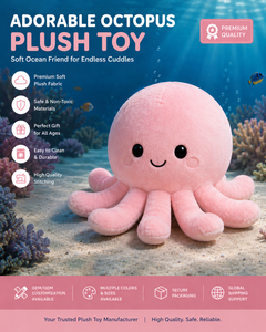 Peluche de Pulpo, Adorable Peluche de Mar, Kawaii, Suave y Acogedor, Regalo para Niños, Decoración para Cuarto de Bebé - Product Image 1