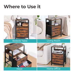 Wholesale Price Wooden Cabinet <b>with</b> Metal Frame <b>Side</b> <b>Tables</b> 2 Tier Storage Cabinet for Living Room, <b>Drawing</b> Room, Office - Product Image 5