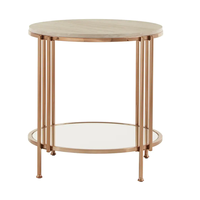 Table d'angle personnalisée, mobilier de luxe, table d'appoint ronde avec plateau en marbre, plaqué or, pour salon, hôtel, bureau, maison, design de designer