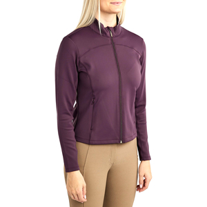 Veste d'équitation pour femme, coupe ajustée, fermeture éclair, veste d'équitation extensible et respirante, vêtements de sport d'extérieur, violet - Product Image 1
