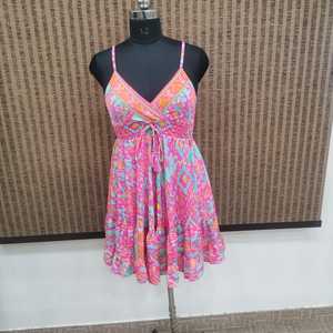Women's Summer Boho Simple Floral Printed Silk Viscose Polyester Woven Loose Silhouette Floor-Length Ruffle Hem <b>Elastic</b> Waist - Product Image 1