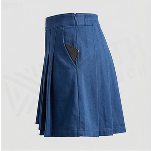 Jupe plissée mini pour femme, couleur unie, taille élastique, respirante, en polyester, à porter en toutes saisons - Product Image 3