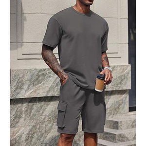 Conjunto de Verano para Hombre, Fabricante, 2 Piezas, Camiseta y Pantalones Cortos Cargo, 220 GSM, Algodón, Estilo Urbano, Tallas Grandes, Suministro al por Mayor OEM - Product Image 3