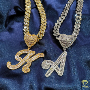 Luxury <b>Initial</b> " K "<b>Pendant</b> Moissanite Diamond Necklace Gold Plated Hip Hop Jewelry For Women Men - Product Image 4