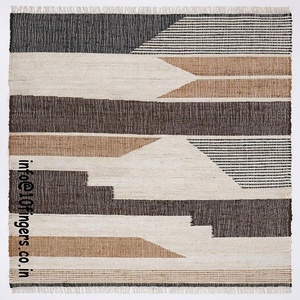 Alfombra de Yute Moderna Hecha a Mano, Diseño Geométrico, Reversible, para Sala de Estar, Alfombra de Lujo para el Hogar, Hotel - Product Image 1