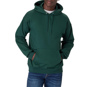 Sweat-shirt à capuche vert foncé pour homme, streetwear d'hiver, coupe classique, couleur unie, poche avant, décontracté, en molleton tricoté 100% coton - Product Image 5