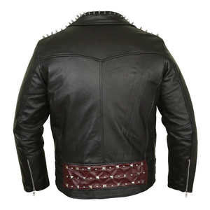 Blouson en cuir punk personnalisé pour homme, respirant, grande taille, clouté, confortable, robuste, haute performance, pour moto - Product Image 4