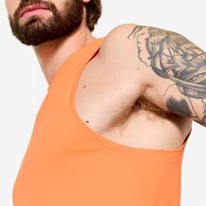 STELLAR Orange Débardeur décontracté pour homme, couleur unie, sans couture, respirant, 100% coton, col rond, logo sur le devant, 120g - Product Image 3