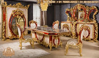 Ensemble de table et chaises de salle à manger en teck sculpté style traditionnel, 6 places, hauteur réglable, pliable, durable, meubles pour la maison