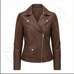 Nouveau Style Plus La Taille Pas Cher En Gros Femmes En Cuir Véritable Zip Moto Régulier Respirant Tricoté Personnalisable Ajusté Biker - Product Image 2