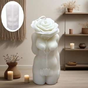 Moule en silicone pour bougie en gypse, décoration de bougie aromathérapeutique à la rose humaine - Product Image 1