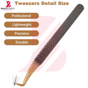 Ensemble de pinces à cils antidérapantes à 4 pièces avec logo personnalisé, kit d'extension de cils en acier inoxydable de qualité supérieure avec étui en PU - Product Image 2