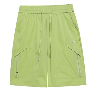 Shorts cargo pour homme, couleur unie, taille élastique, séchage rapide, tissu Oxford, style décontracté avec poches zippées - Product Image 2