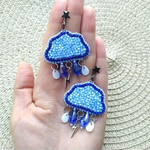 Bijoux faits main MULTI CRAFT, inspirés de la nature, en forme de fleur, avec perles, broderie en coton, imitation perle plaquée argent, légers - Product Image 1