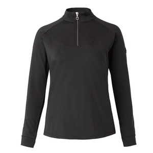 Camiseta Interior de Manga Larga con Cierre para Mujer, Negra, Tejida, Transpirable, Reversible, de Secado Rápido, para Montar a Caballo - Product Image 1