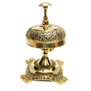 Premium Solid <b>Brass</b> Modern Style Service Desk <b>Bell</b> Ornate Floral Engraving Gold Plated Eco-friendly Tabletop Call <b>Bell</b> Hotel - Product Image 1