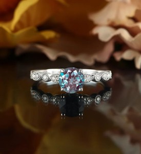 Cut Alexandrite 14K Gold Plated <b>Silver</b> Luxury Vintage Style Engagement Wedding Party Promise <b>Ring</b> Color Change Gemstone Women - Product Image 1