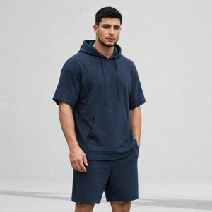 Wholesale Summer Men's Casual Shorts <b>Set</b> Plain Color Solid 100% Cotton Jersey Quick Dry Knitted Pocket Customized Logo <b>Twin</b> <b>Set</b> - Product Image 1