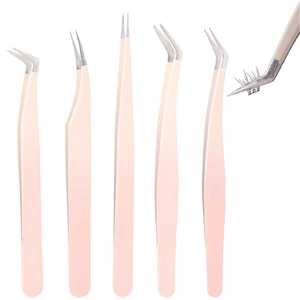 Kit de pinces à épiler professionnelles en acier inoxydable antistatique, durables, de précision, à pointe de 10 mm, pour volume de cils, disponibles en 2 tons et toutes couleurs - Product Image 2