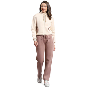 Conjunto Deportivo de Mujer en Color Sólido, Manga Larga, Cierre Frontal con Cremallera, Ropa Casual para Otoño, Pantalones Deportivos Transpirables de Poliéster y Algodón - Product Image 2