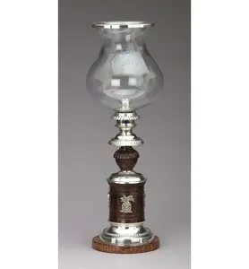 Luxury Handmade Iron Candle Stand Elegant Family Living Room CollectionSilver Oil <b>Lamp</b> With <b>Pineapple</b> Embossing Wooden Base Home - Product Image 1