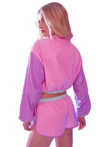 Ensemble 2 pièces pour femme de haute qualité coupe-vent et haut court surdimensionné fermeture éclair motif solide grande taille hiver ensemble court veste - Product Image 5