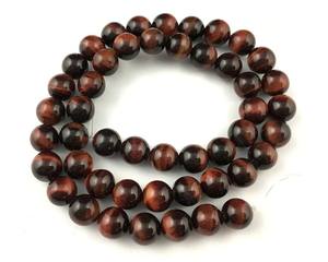 ลูกปัดหินตาเสือสีแดง ลูกปัดพลอยทรงกลมธรรมชาติ สำหรับทำเครื่องประดับ งานฝีมือ DIY - Product Image 1