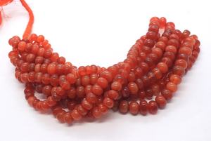 Natural Orange Chalcedony Smooth Rondelle Beads 7-10 MM Orange Chalcedony Plain Gemstone Beads 16 Inch Natural Orange Chalcedony - Product Image 2