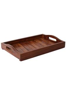 Bandeja de Servir de Madera con Paneles Diagonales Hechos a Mano, Color Natural, Decorativa, Disponible para Uso en el Hogar y en Restaurantes - Product Image 6