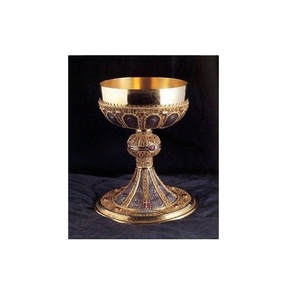 Awesome Chalice Brass Color Also Customized With Etching Design Chalice is handmade high-quality brass church supplies - Product Image 1