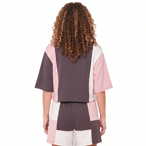 Conjunto de Top Corto y Pantalones Cortos para Mujer, Diseño Color Block, Sin Tirantes, Sin Mangas, Corte Regular, Estilo Casual Urbano, Conjunto de 2 Piezas, Ropa de Verano - Product Image 4