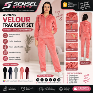 SENSEL SPORTS Ensemble de survêtement unisexe en velours pour l'hiver, deux pièces, doux, respirant, séchage rapide, 100% velours, sweat à capuche et pantalon de jogging - Product Image 2