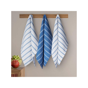 Paño de Cocina con Rayas Azules y Blancas, 20x30 Pulgadas, 450GSM, Emblema de Golf Bordado, 100% Algodón, Secado Rápido, para Suministros al por Menor - Product Image 1