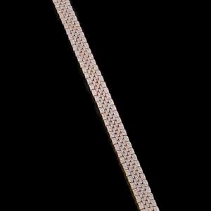 Pulsera Hip Hop para Hombre con Incrustaciones de Diamantes - Plata de Ley 925 Chapada en Oro, Cadena de Eslabones con 3 Filas de Diamantes VVS/Moissanita - Product Image 3