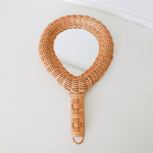 Grands miroirs à main naturels ronds personnalisés compacts en gros miroir à main en rotin fabriqué au Vietnam - Product Image 2